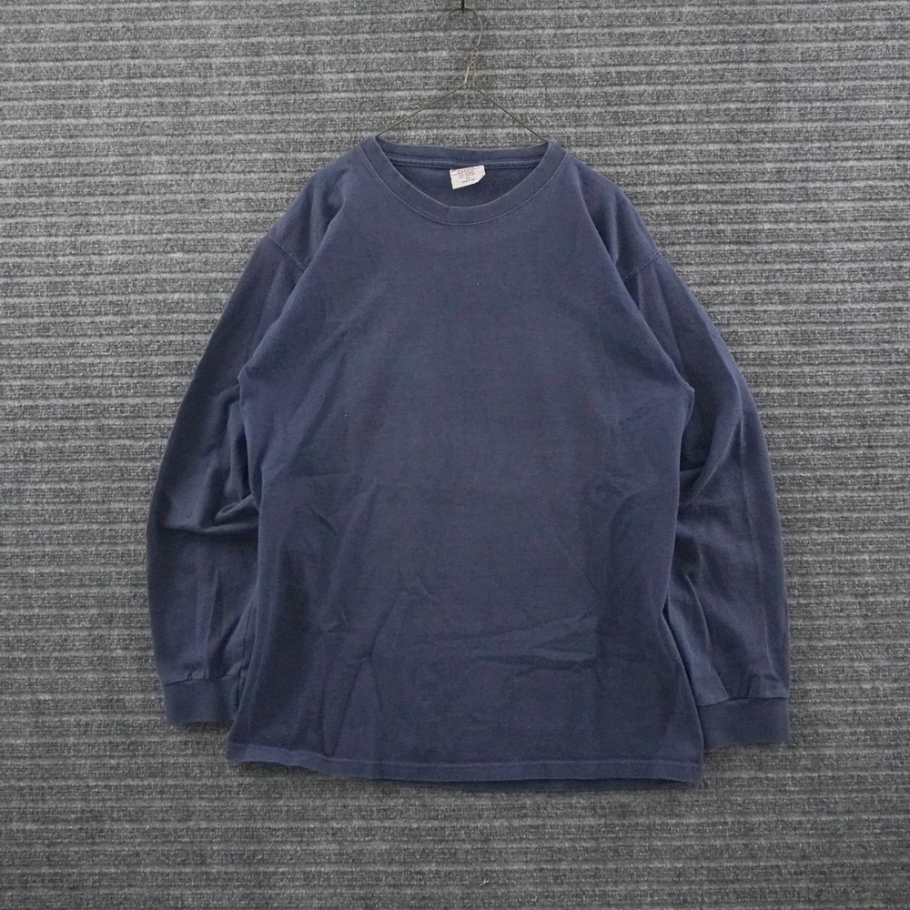 Vintage Pluma Long Sleeve T-Shirt Mens M Navy Blue Heavyweight Cotton USA Made